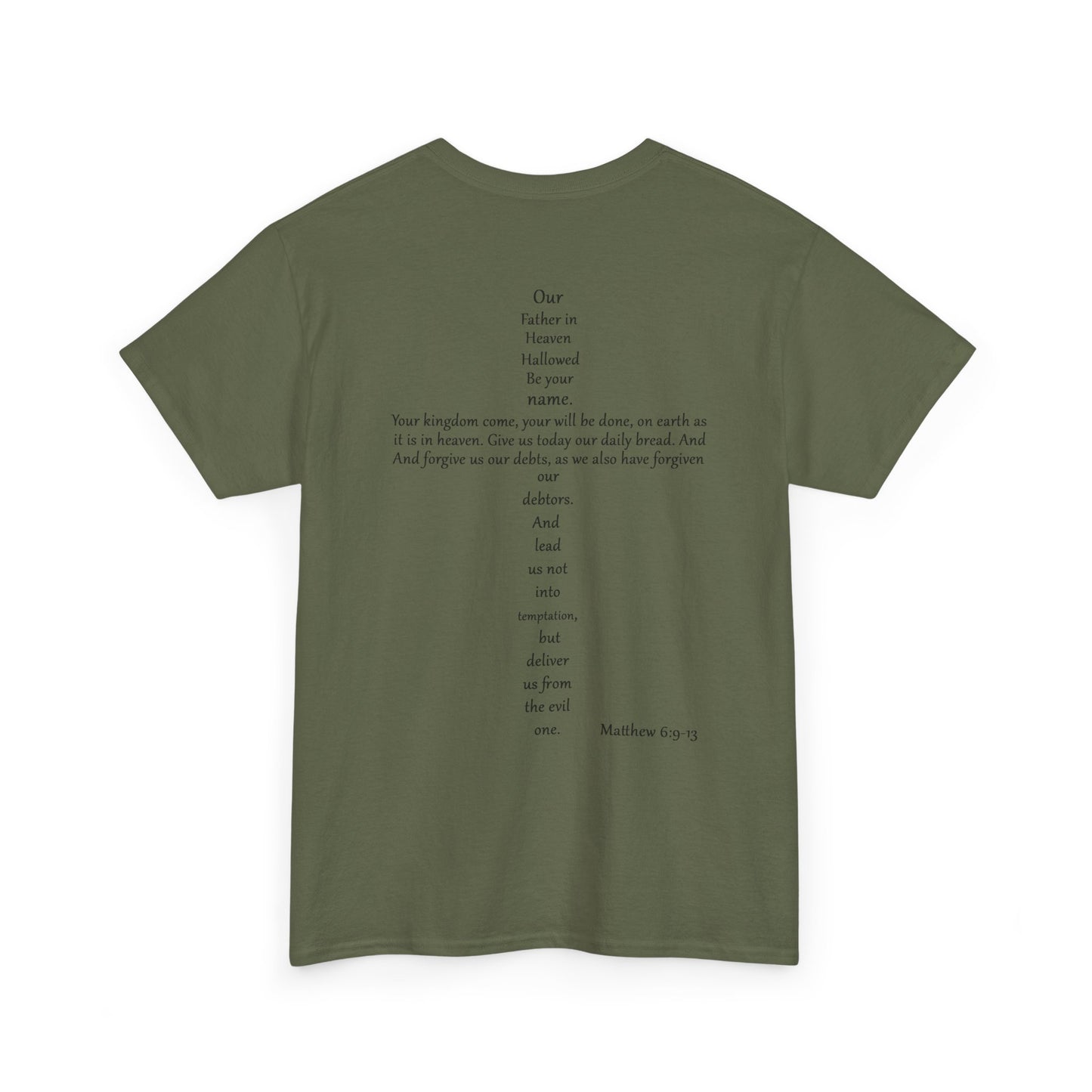 Christian Cross Unisex Tee with Matthew 6:9-13 Prayer