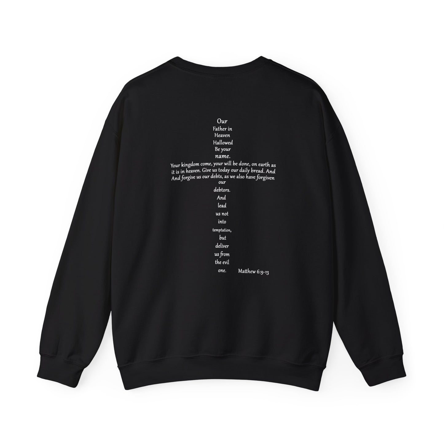 Cross Crewneck Sweatshirt with Matthew 6:9-13 Verse