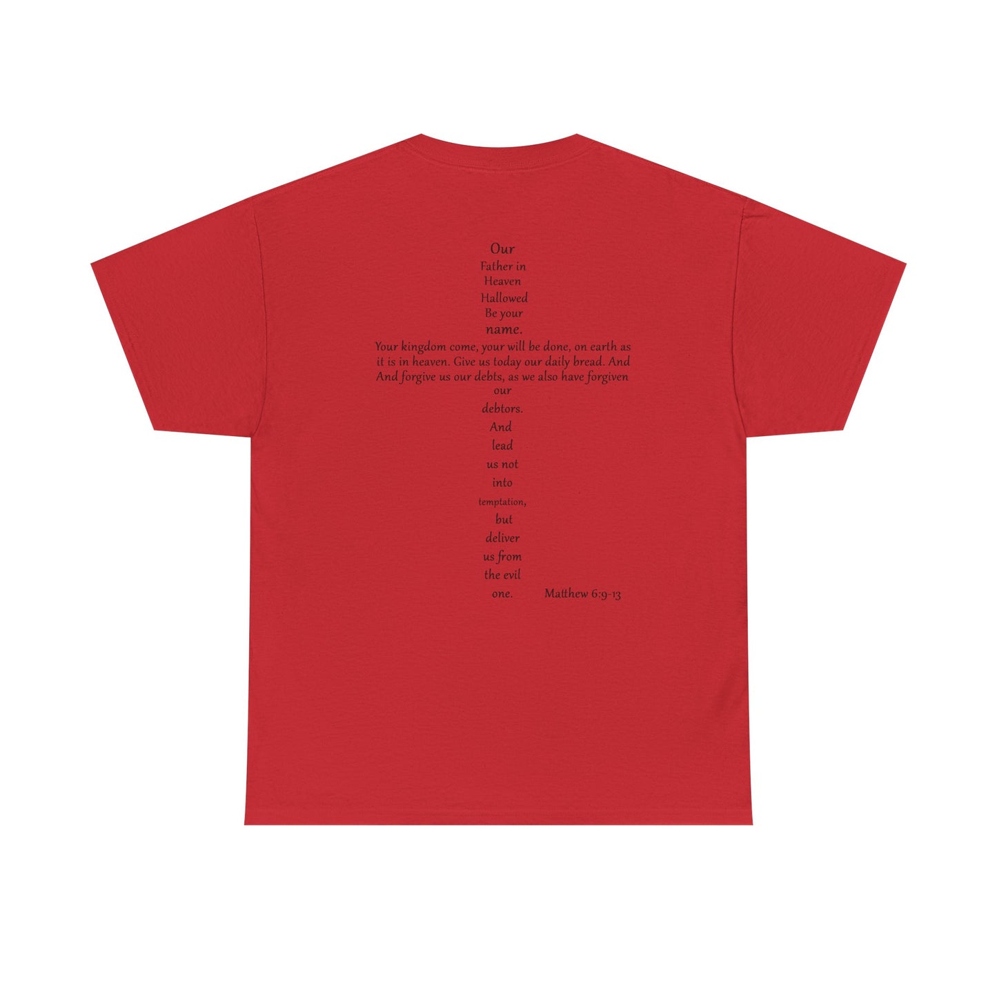 Christian Cross Unisex Tee with Matthew 6:9-13 Prayer