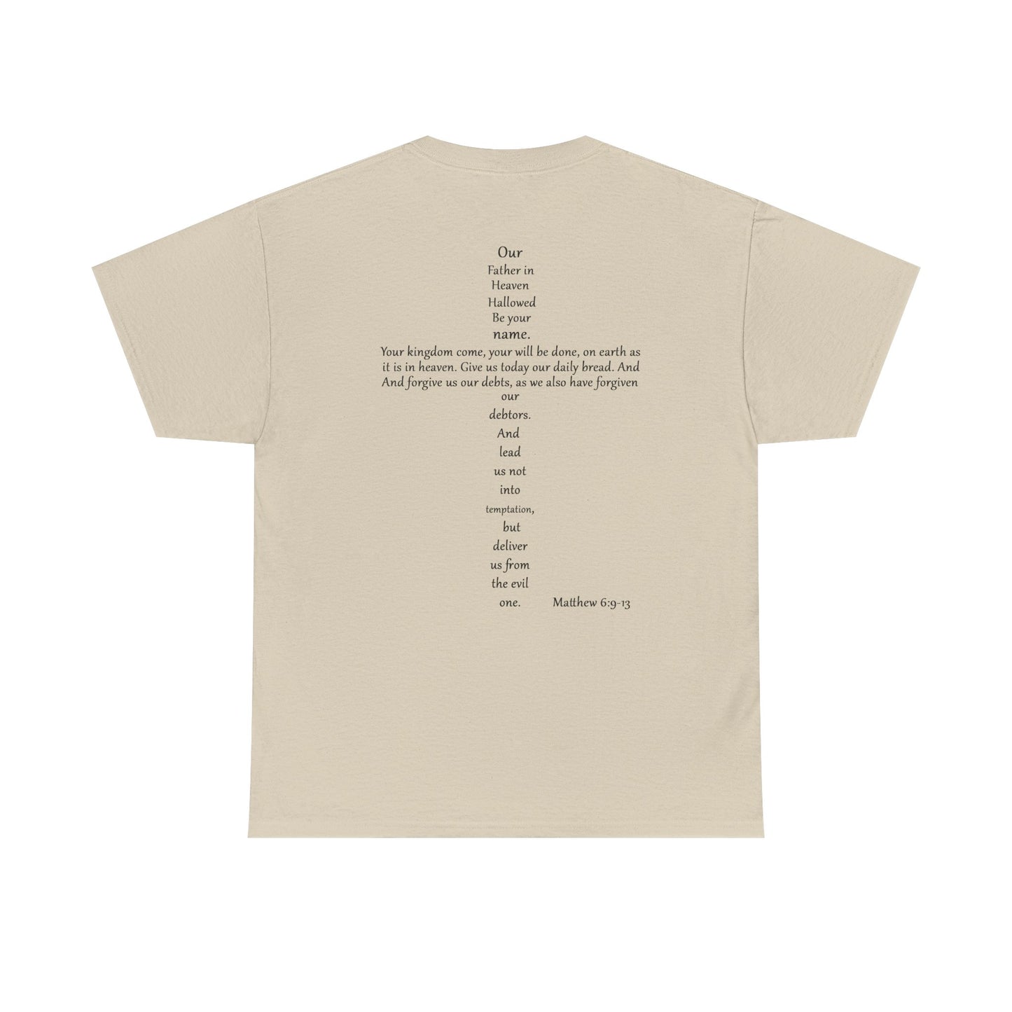 Christian Cross Unisex Tee with Matthew 6:9-13 Prayer