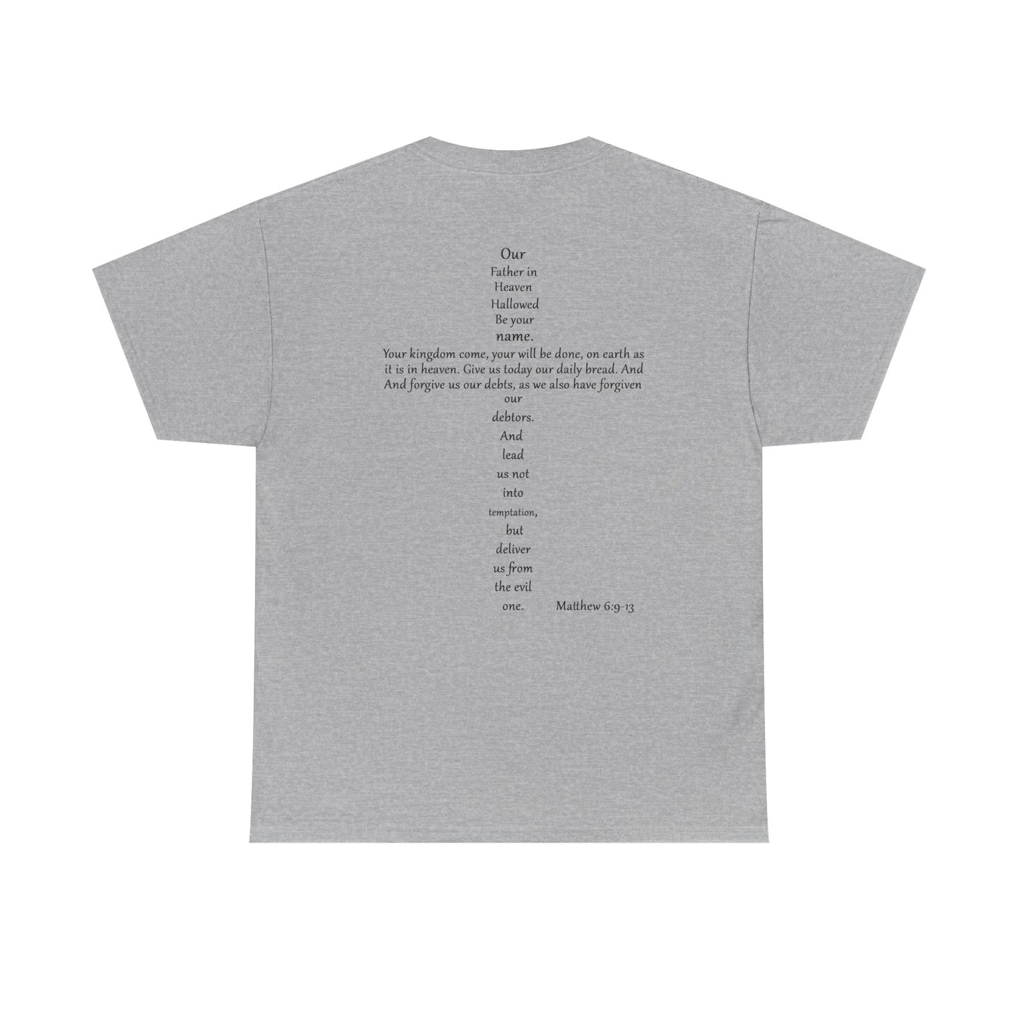 Christian Cross Unisex Tee with Matthew 6:9-13 Prayer