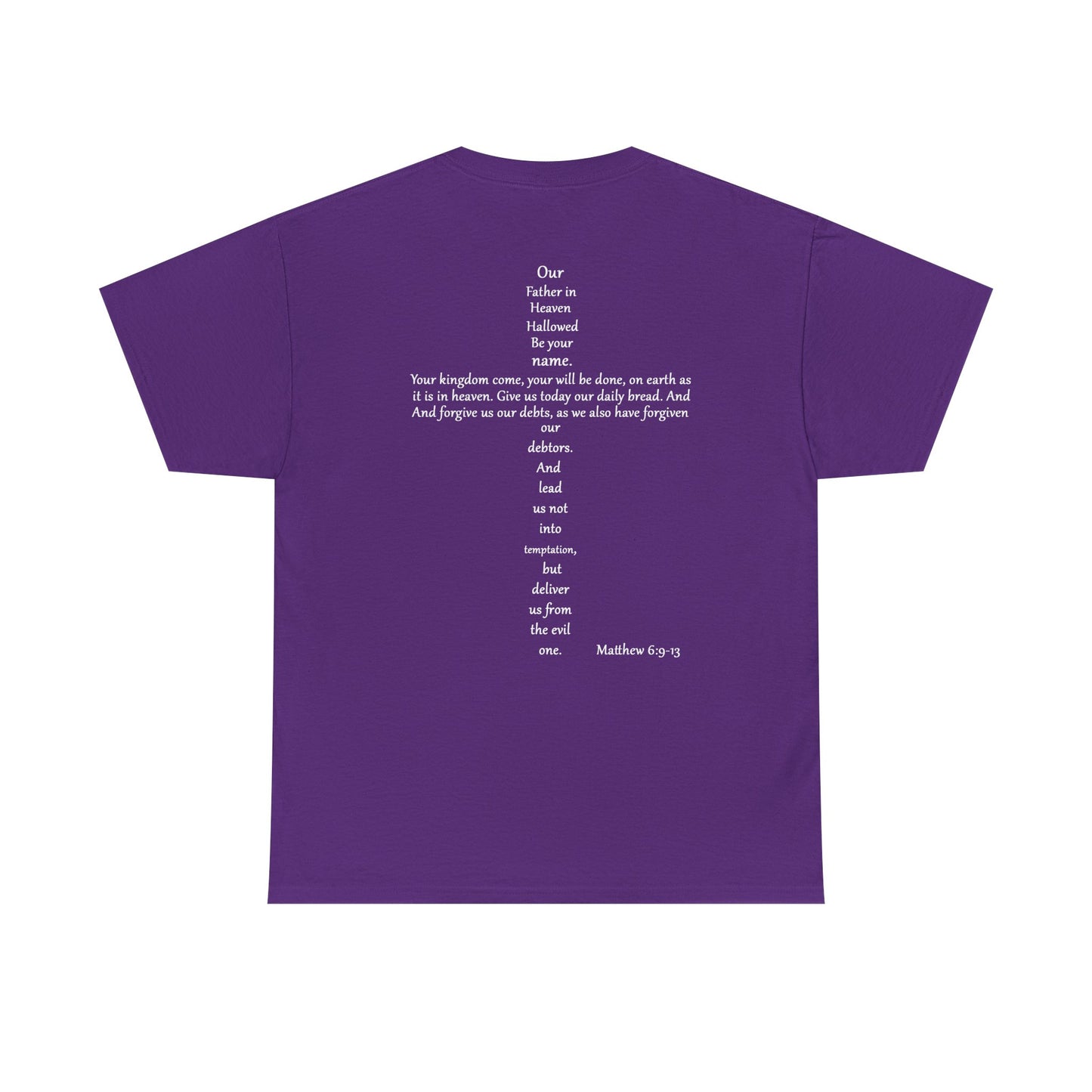 Christian Cross Unisex Tee with Matthew 6:9-13 Prayer