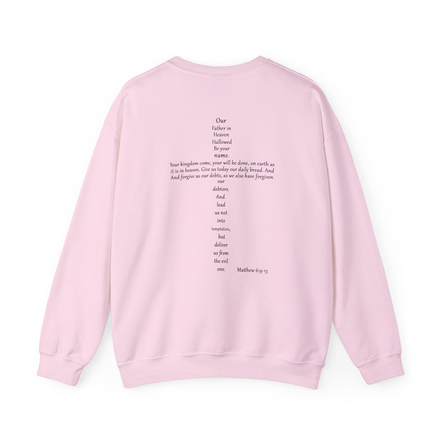 Cross Crewneck Sweatshirt with Matthew 6:9-13 Verse
