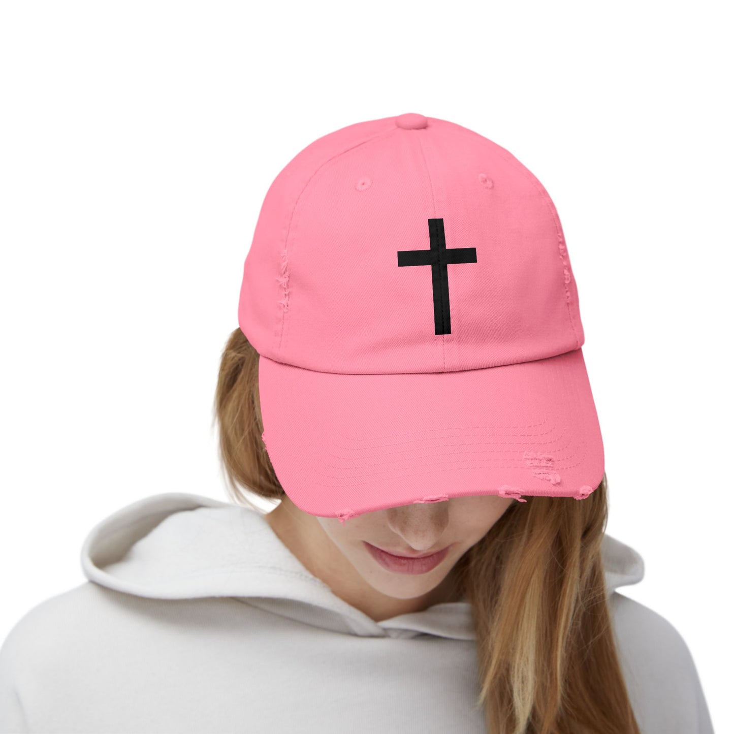 Distressed Cap with Cross