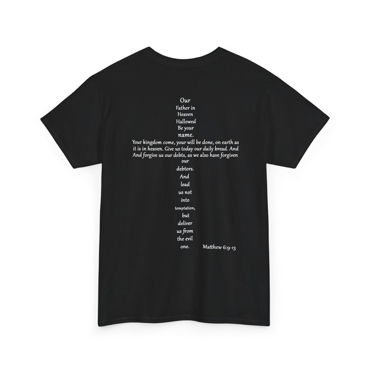 Christian Cross Unisex Tee with Matthew 6:9-13 Prayer