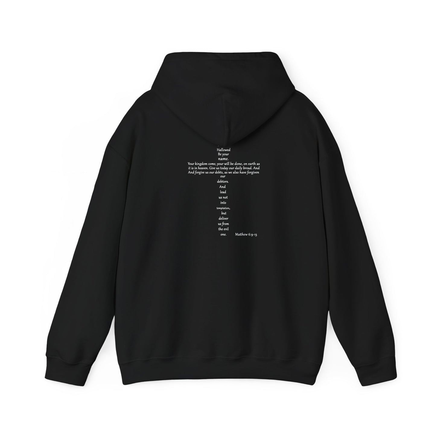 Christian Cross Hooded Sweatshirt with Matthew 6:9-13 Verse