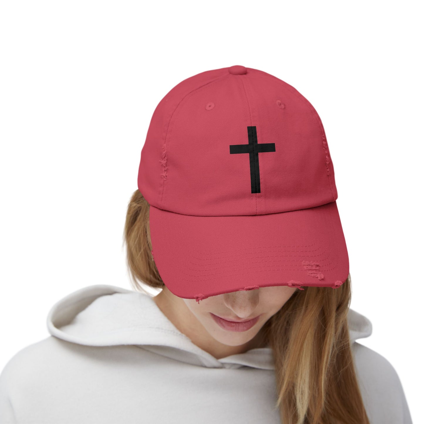Distressed Cap with Cross