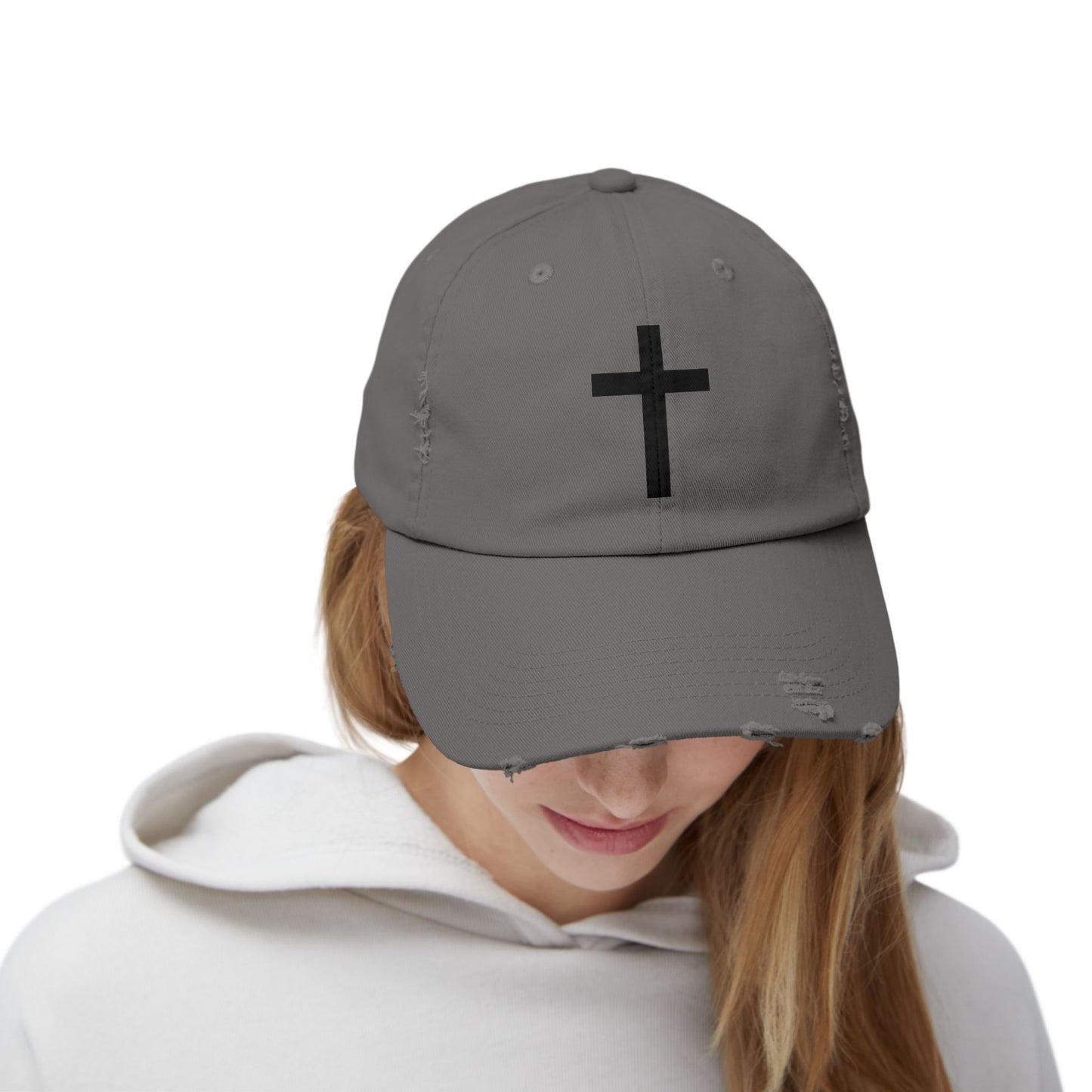 Distressed Cap with Cross