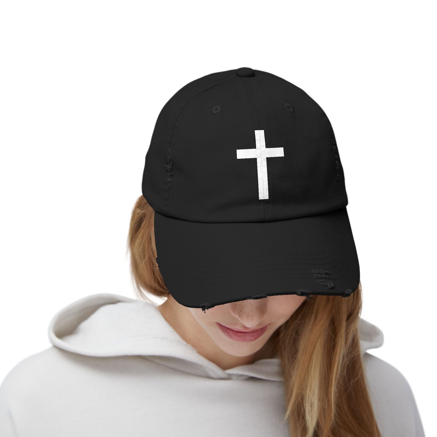 Distressed Cap with Cross