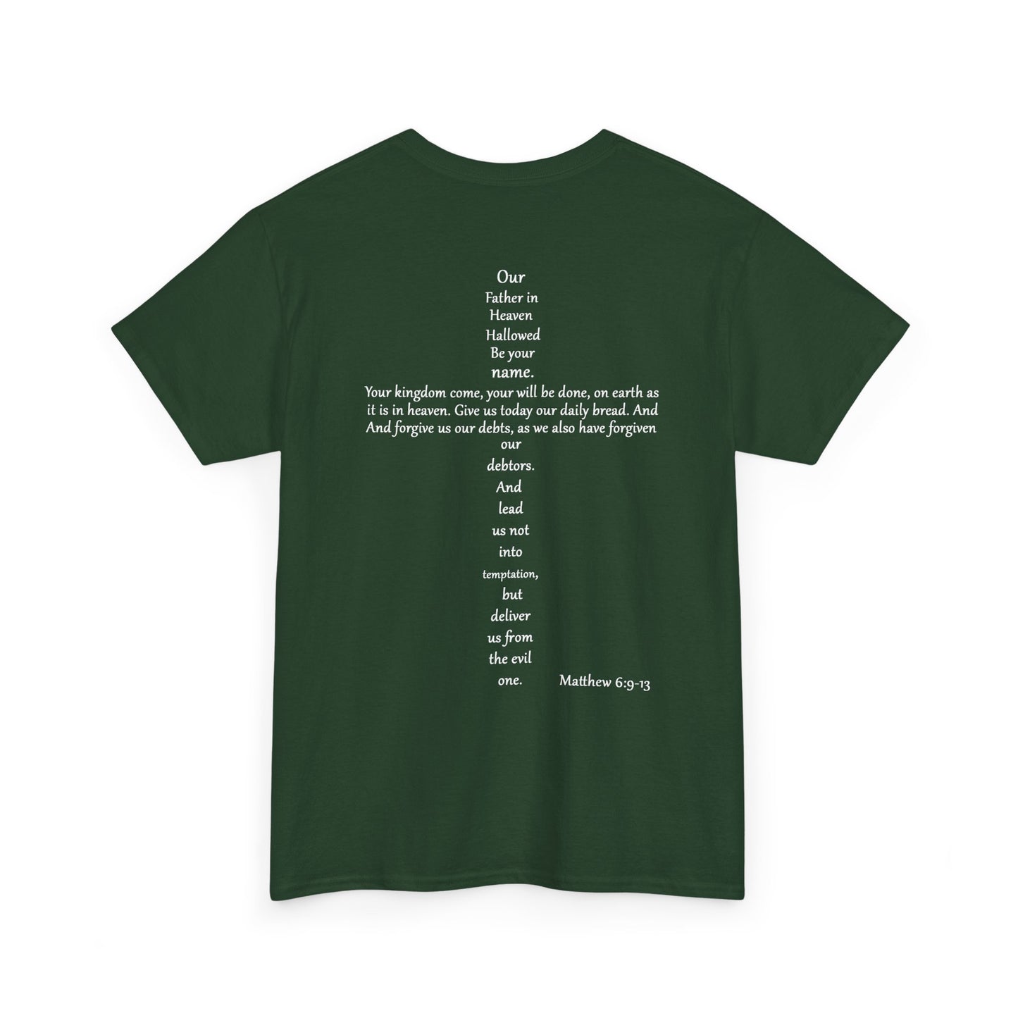 Christian Cross Unisex Tee with Matthew 6:9-13 Prayer