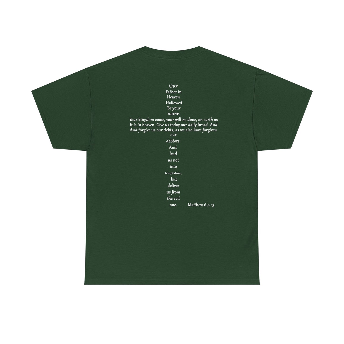 Christian Cross Unisex Tee with Matthew 6:9-13 Prayer