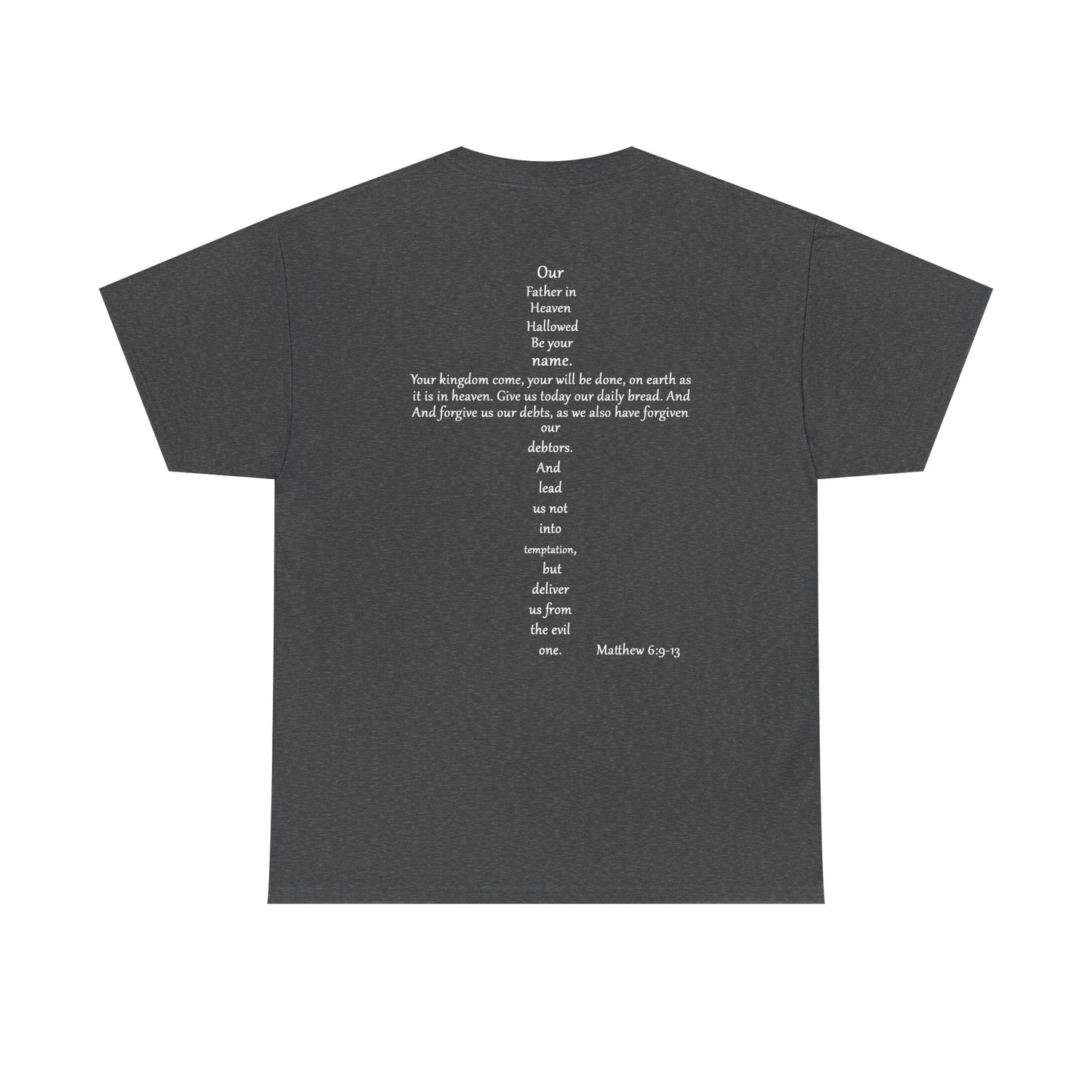 Christian Cross Unisex Tee with Matthew 6:9-13 Prayer