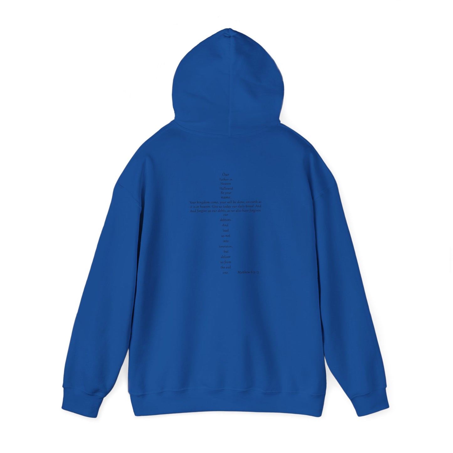Christian Cross Hooded Sweatshirt with Matthew 6:9-13 Verse