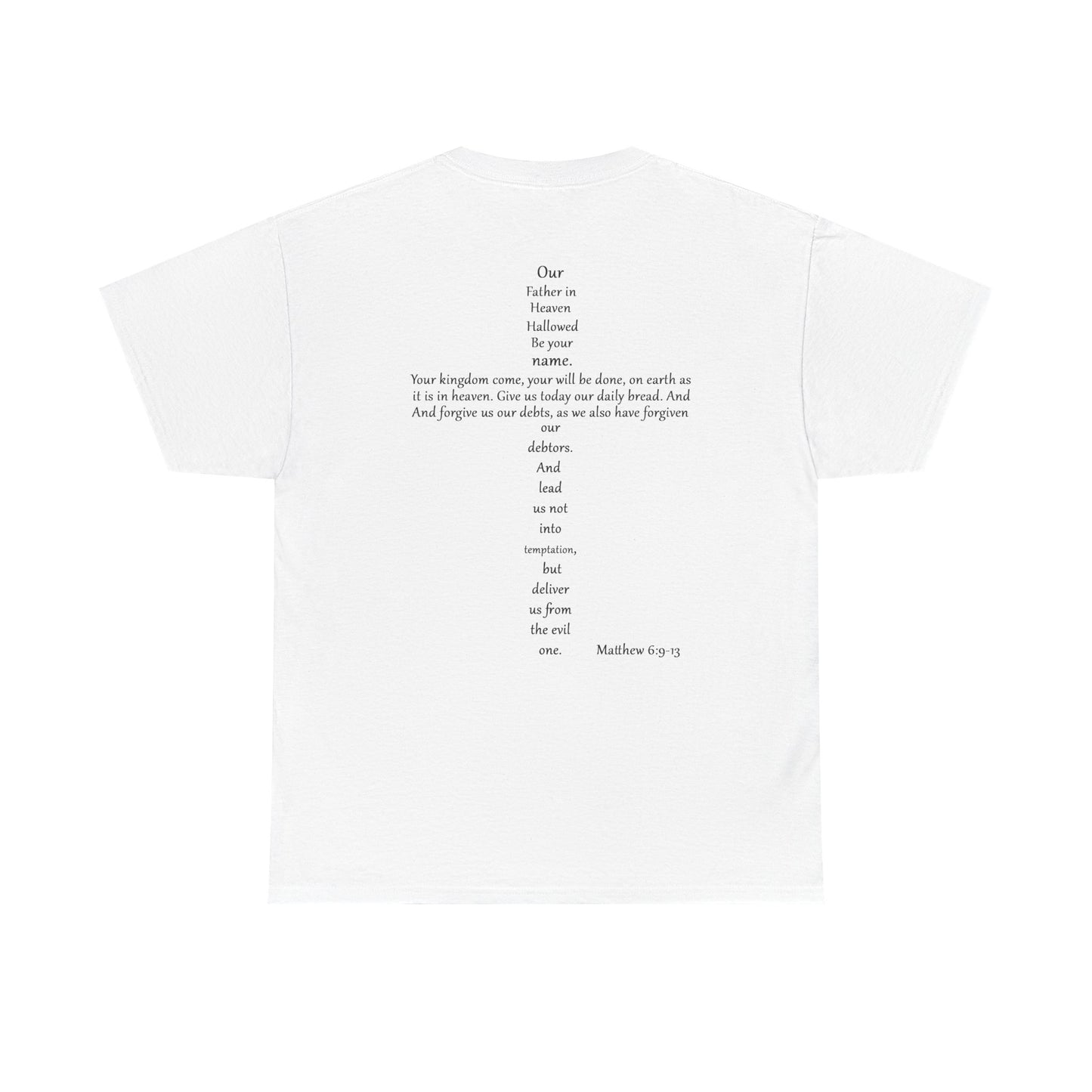 Christian Cross Unisex Tee with Matthew 6:9-13 Prayer