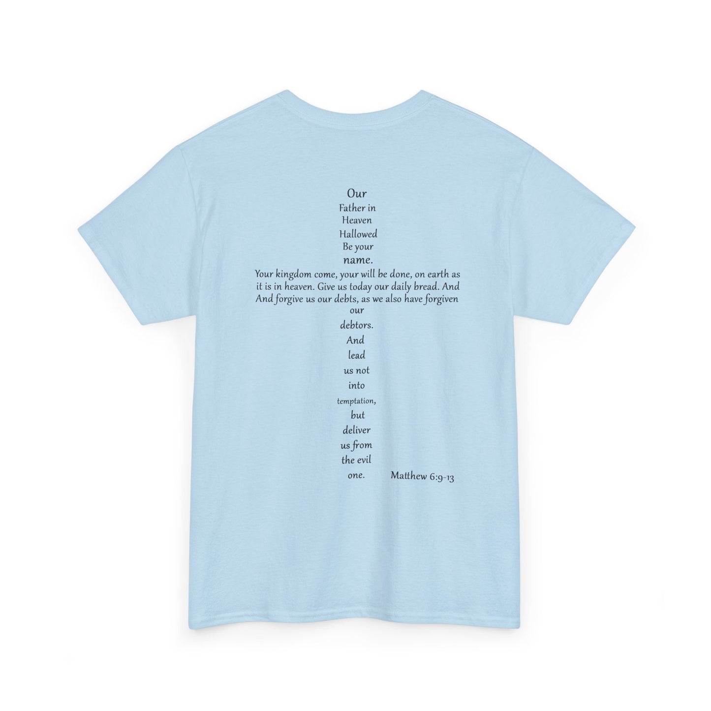 Christian Cross Unisex Tee with Matthew 6:9-13 Prayer