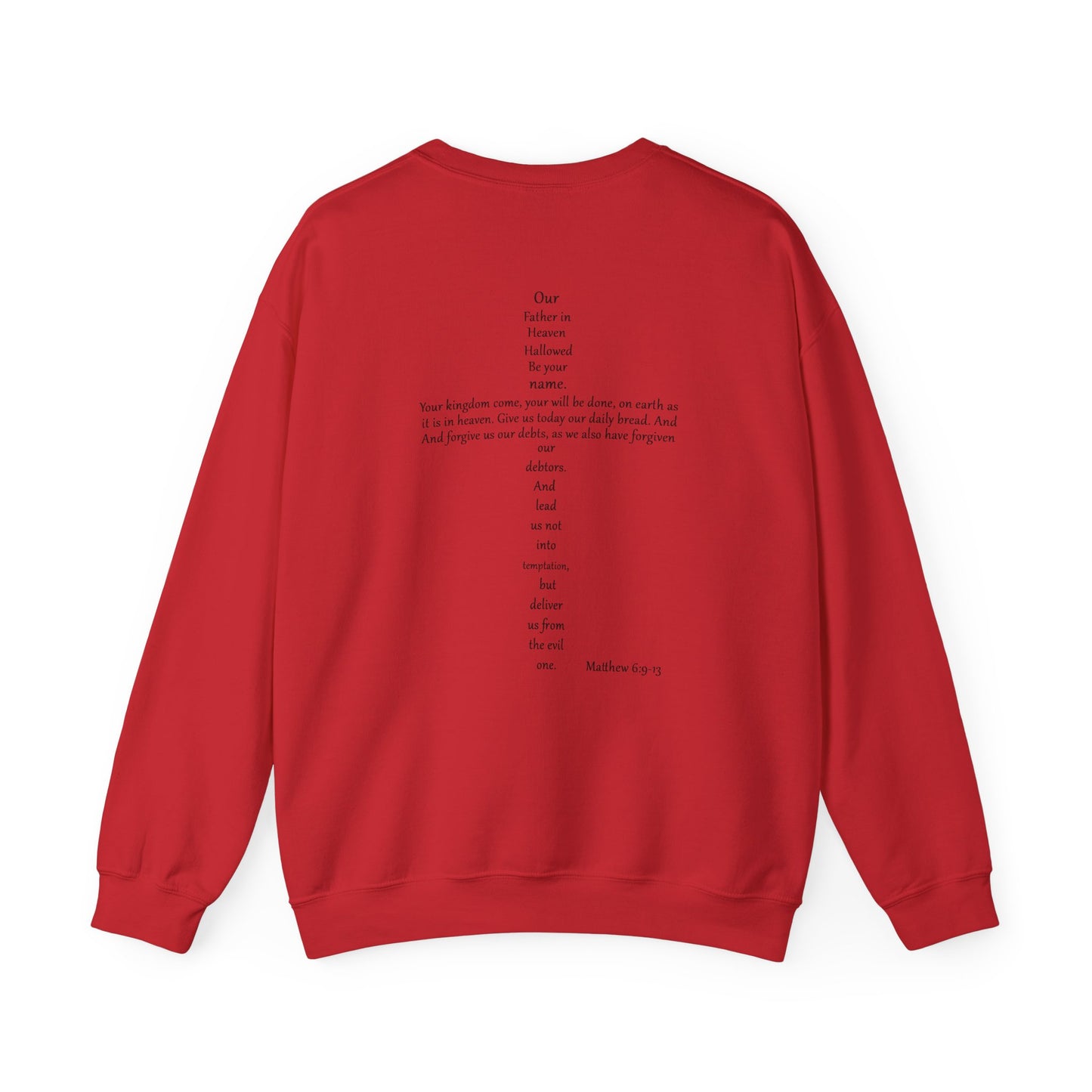 Cross Crewneck Sweatshirt with Matthew 6:9-13 Verse