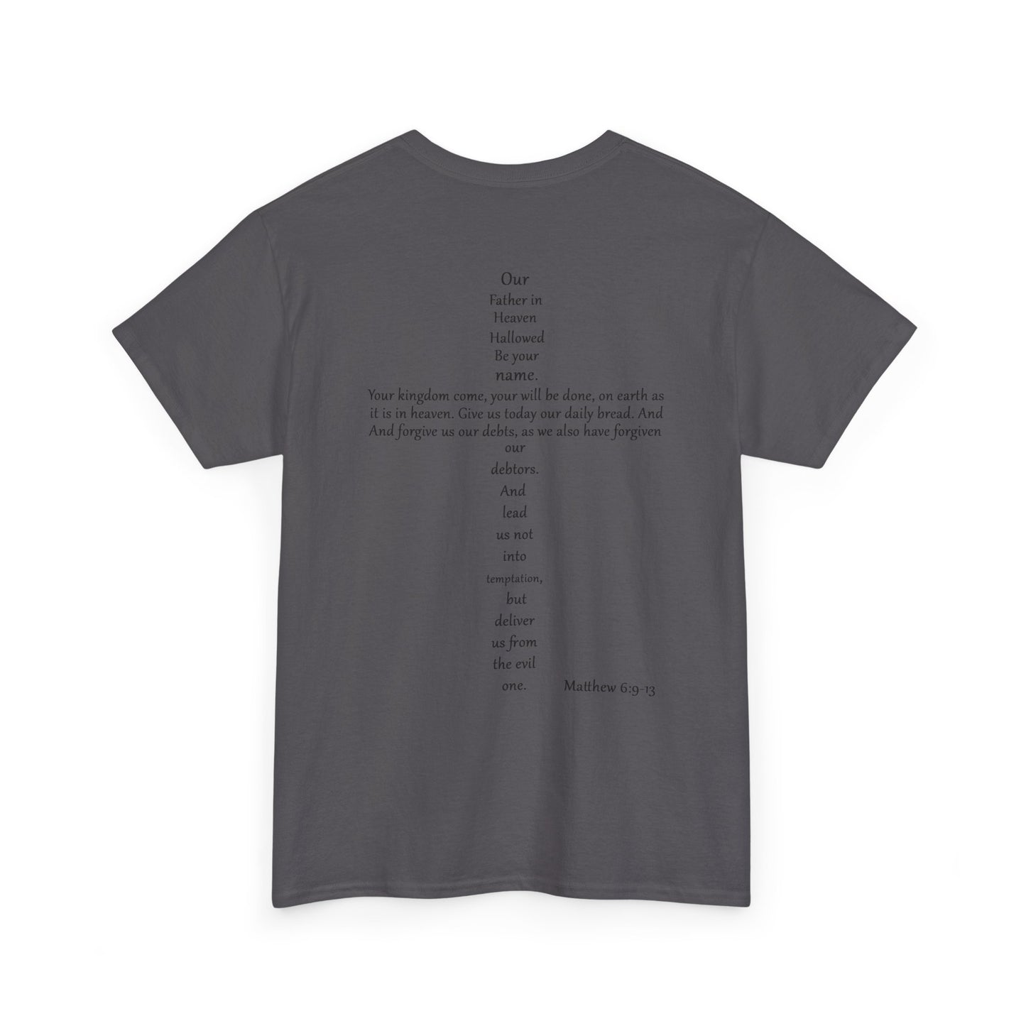 Christian Cross Unisex Tee with Matthew 6:9-13 Prayer