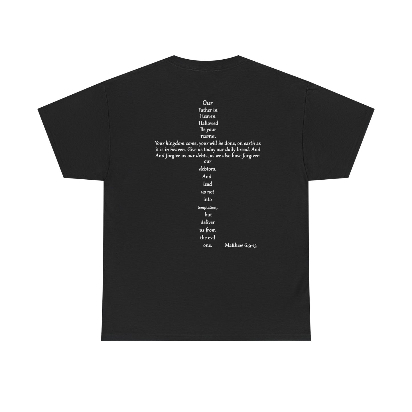 Christian Cross Unisex Tee with Matthew 6:9-13 Prayer