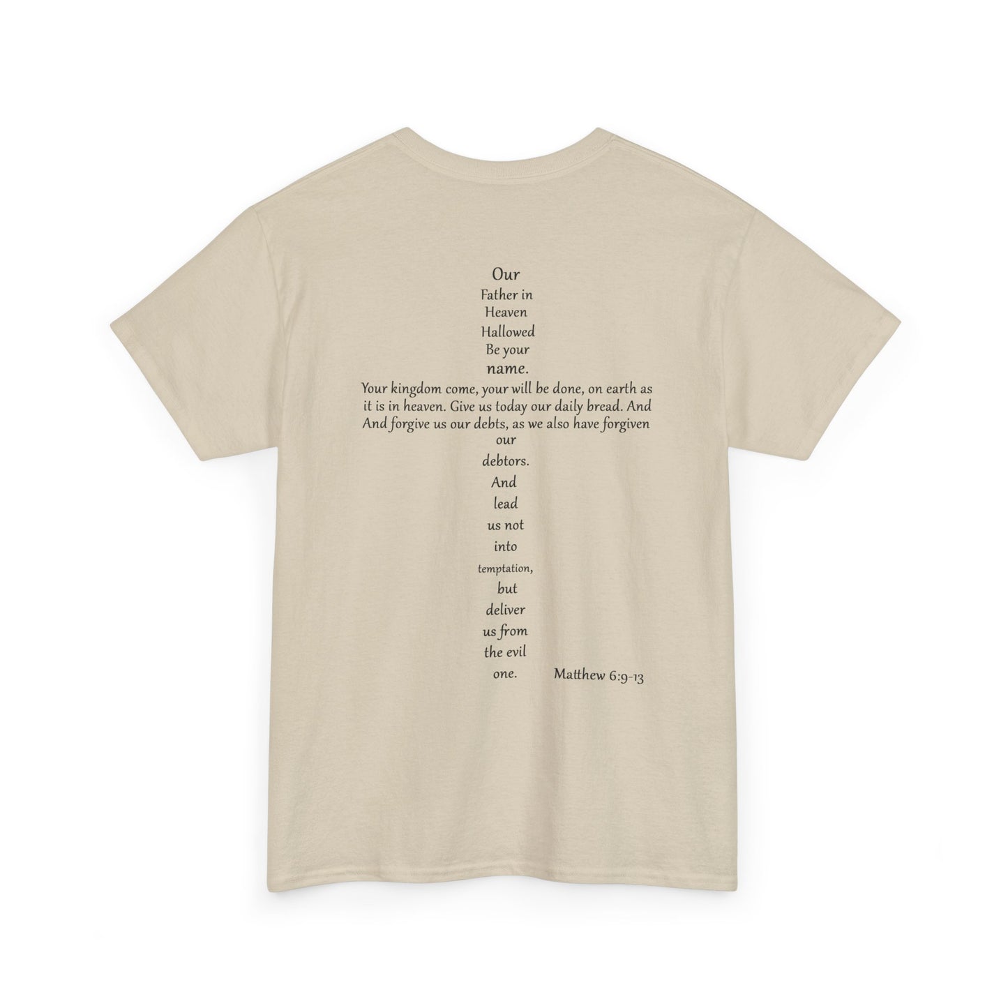Christian Cross Unisex Tee with Matthew 6:9-13 Prayer