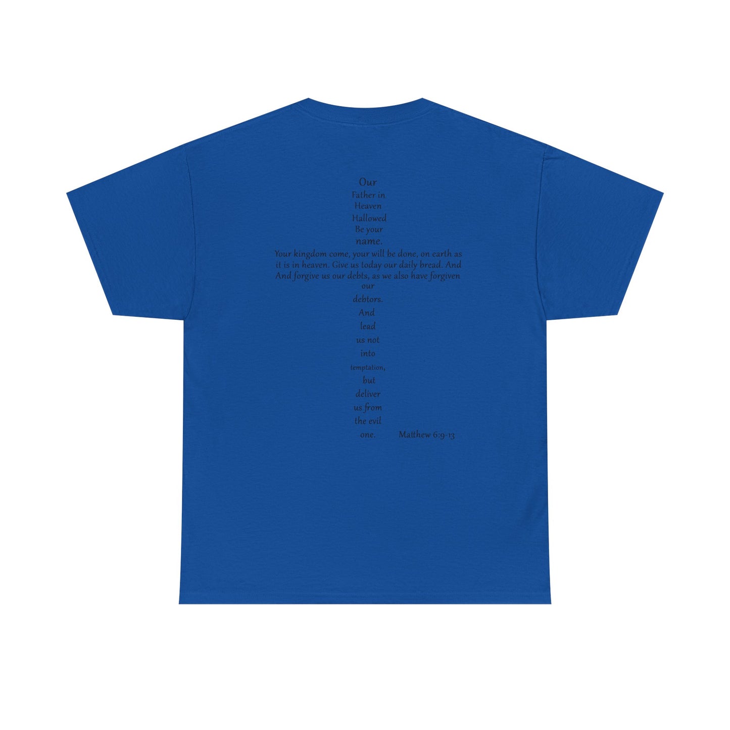 Christian Cross Unisex Tee with Matthew 6:9-13 Prayer