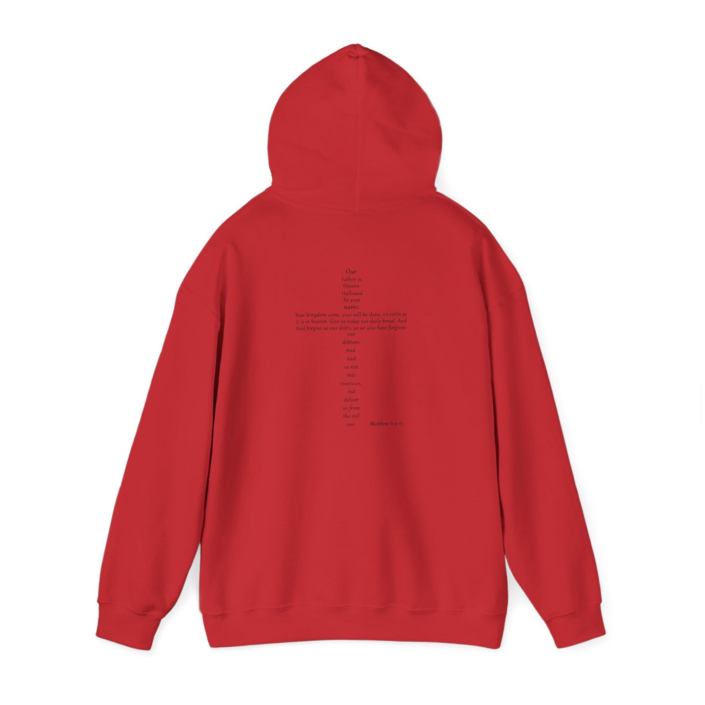 Christian Cross Hooded Sweatshirt with Matthew 6:9-13 Verse