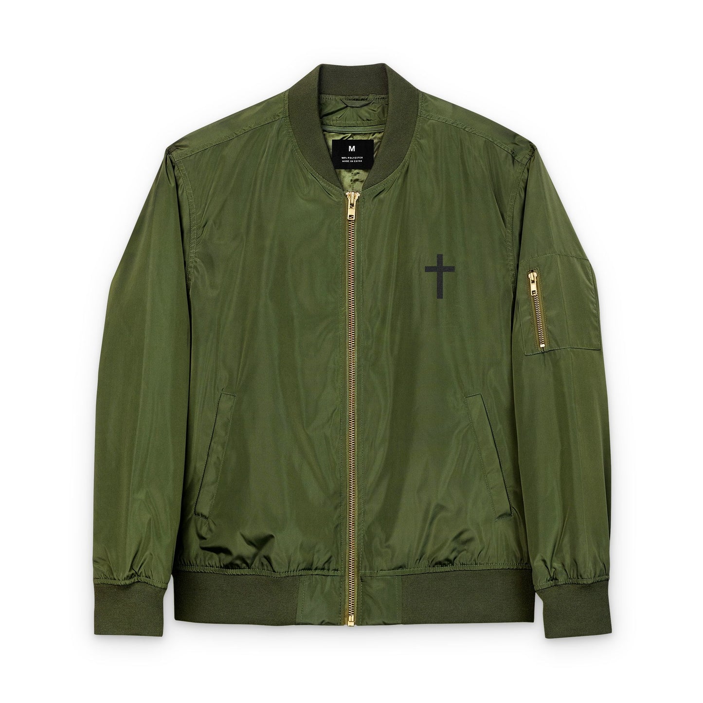Embroided Cross Bomber Jacket