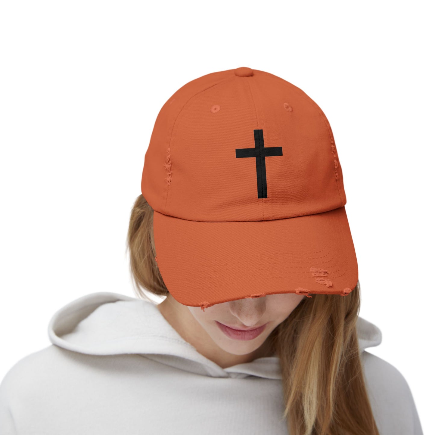 Distressed Cap with Cross