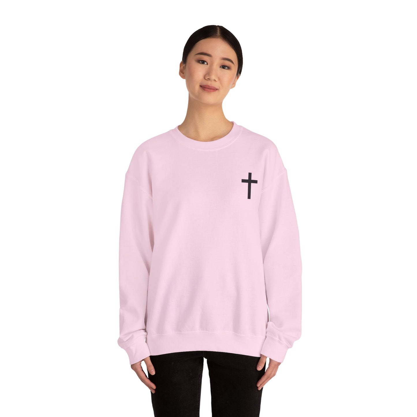 Cross Crewneck Sweatshirt with Matthew 6:9-13 Verse