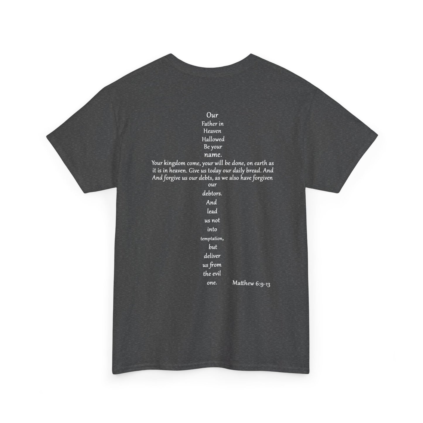 Christian Cross Unisex Tee with Matthew 6:9-13 Prayer
