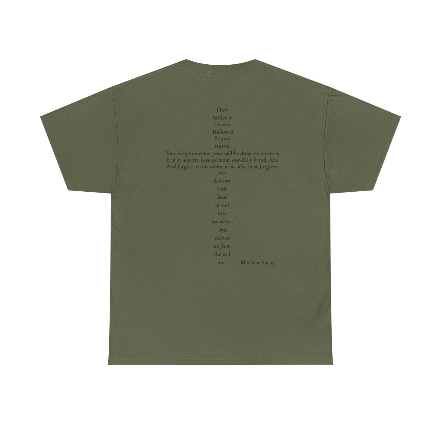 Christian Cross Unisex Tee with Matthew 6:9-13 Prayer