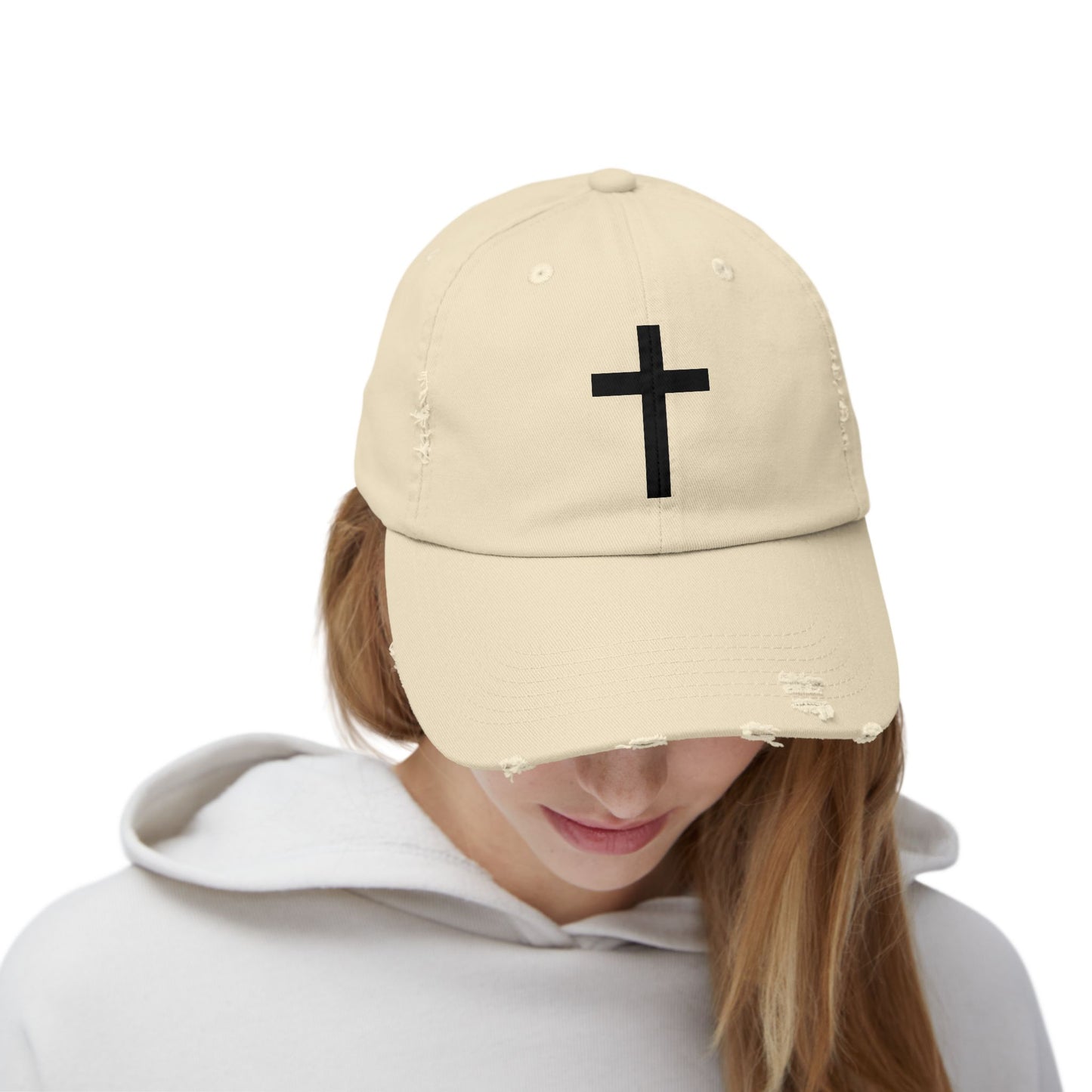 Distressed Cap with Cross