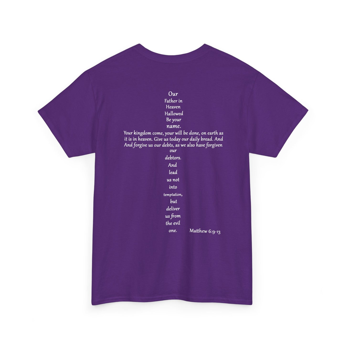 Christian Cross Unisex Tee with Matthew 6:9-13 Prayer