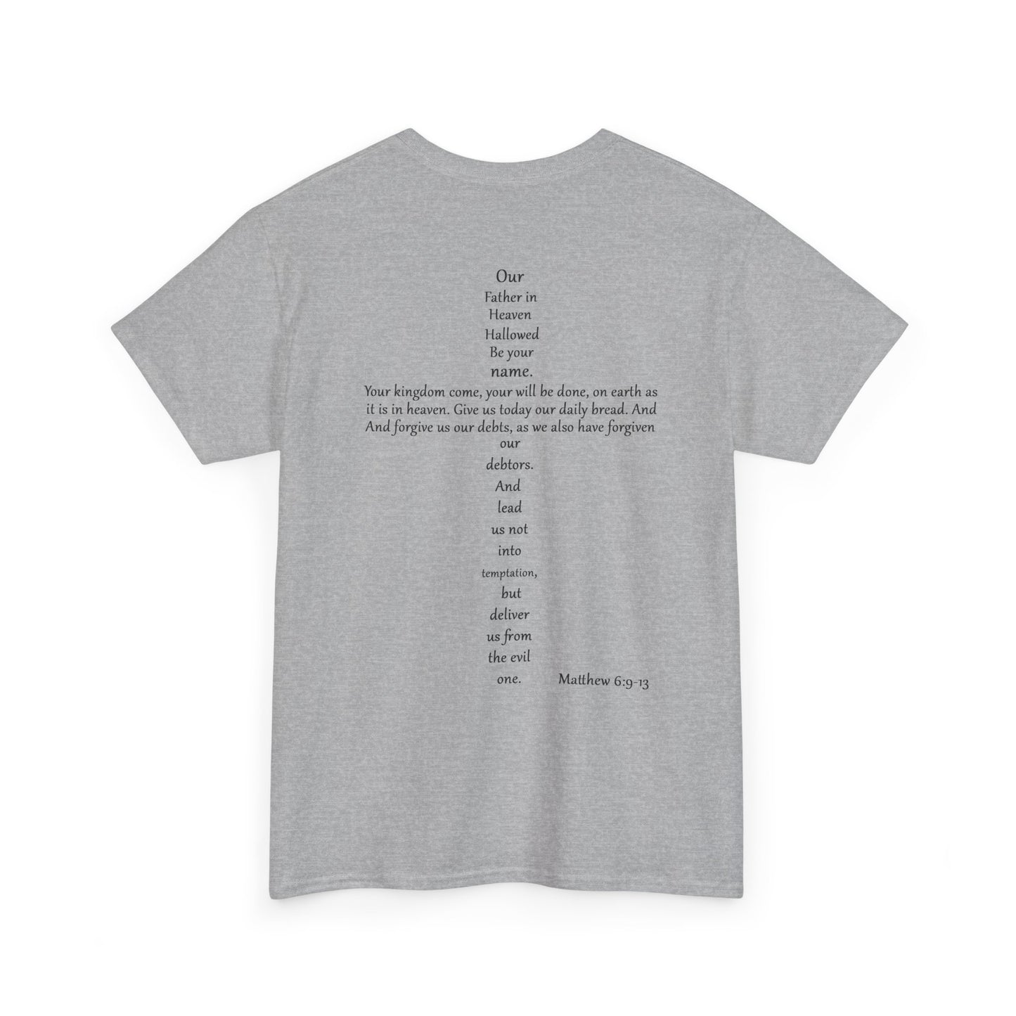 Christian Cross Unisex Tee with Matthew 6:9-13 Prayer