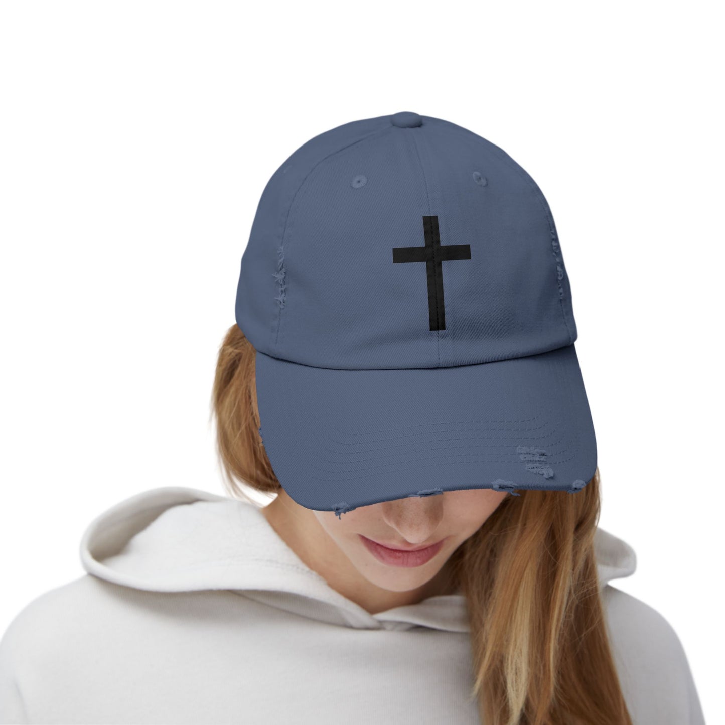 Distressed Cap with Cross