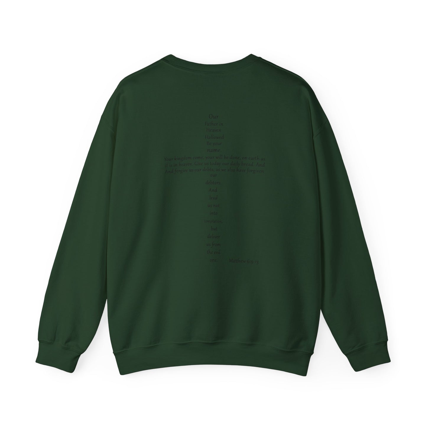 Cross Crewneck Sweatshirt with Matthew 6:9-13 Verse