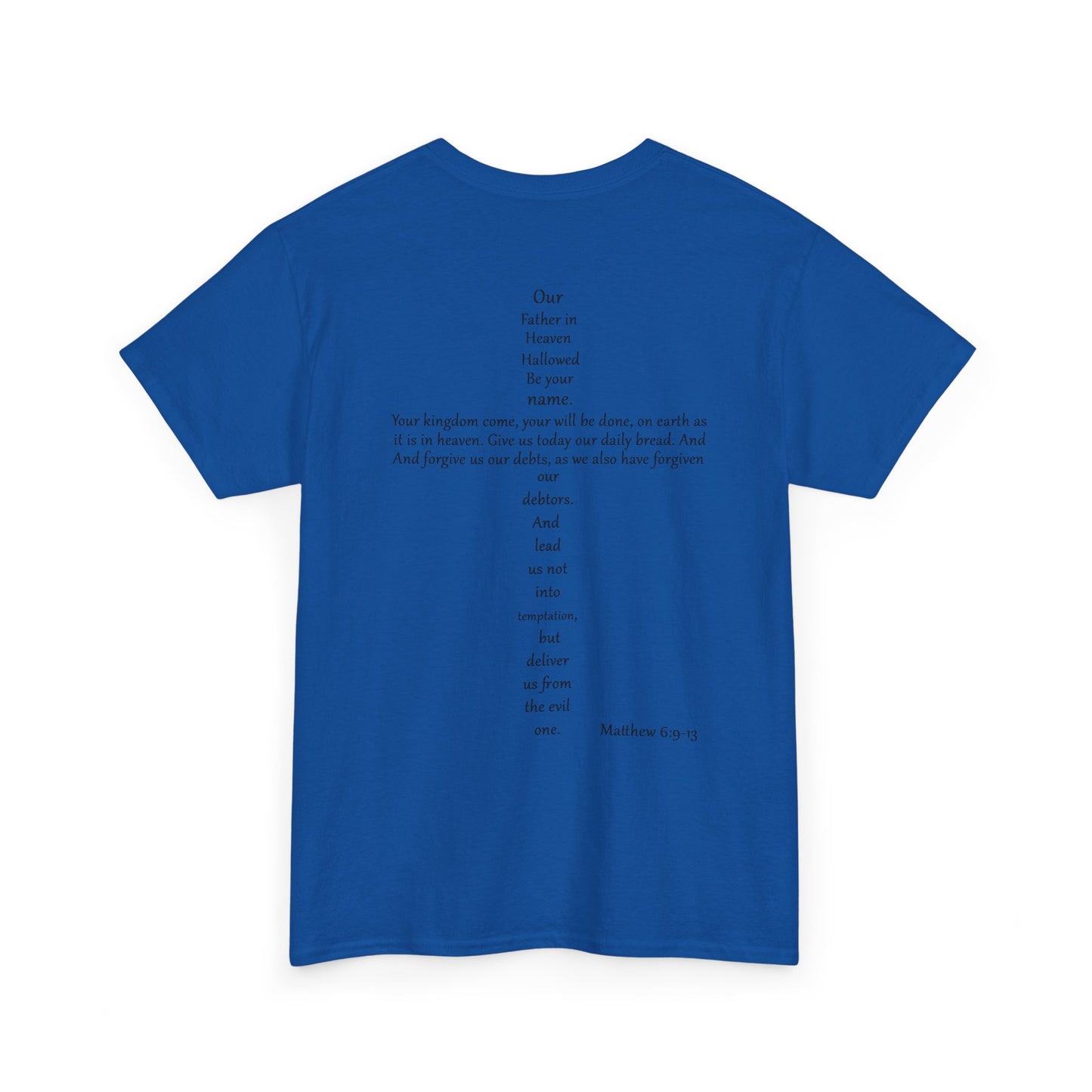 Christian Cross Unisex Tee with Matthew 6:9-13 Prayer