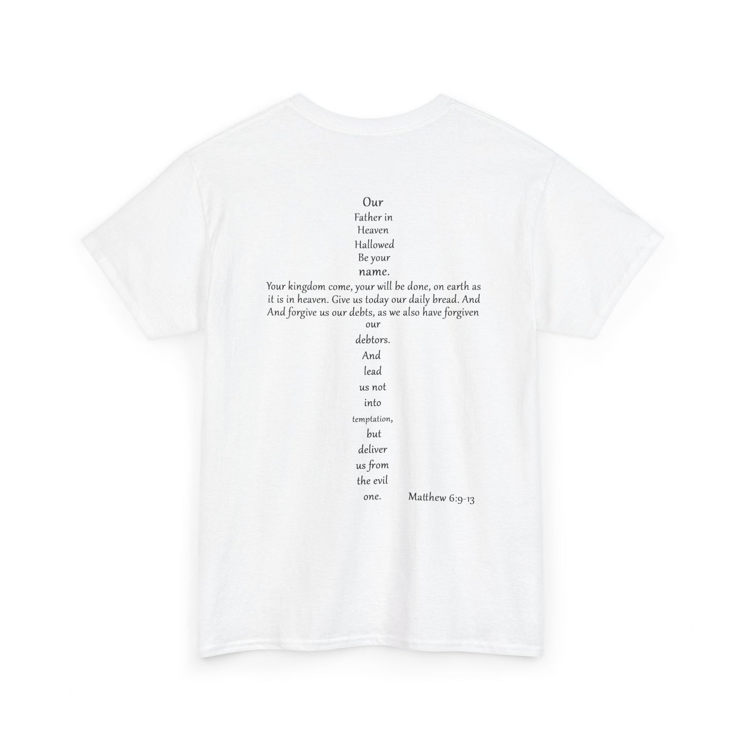 Christian Cross Unisex Tee with Matthew 6:9-13 Prayer