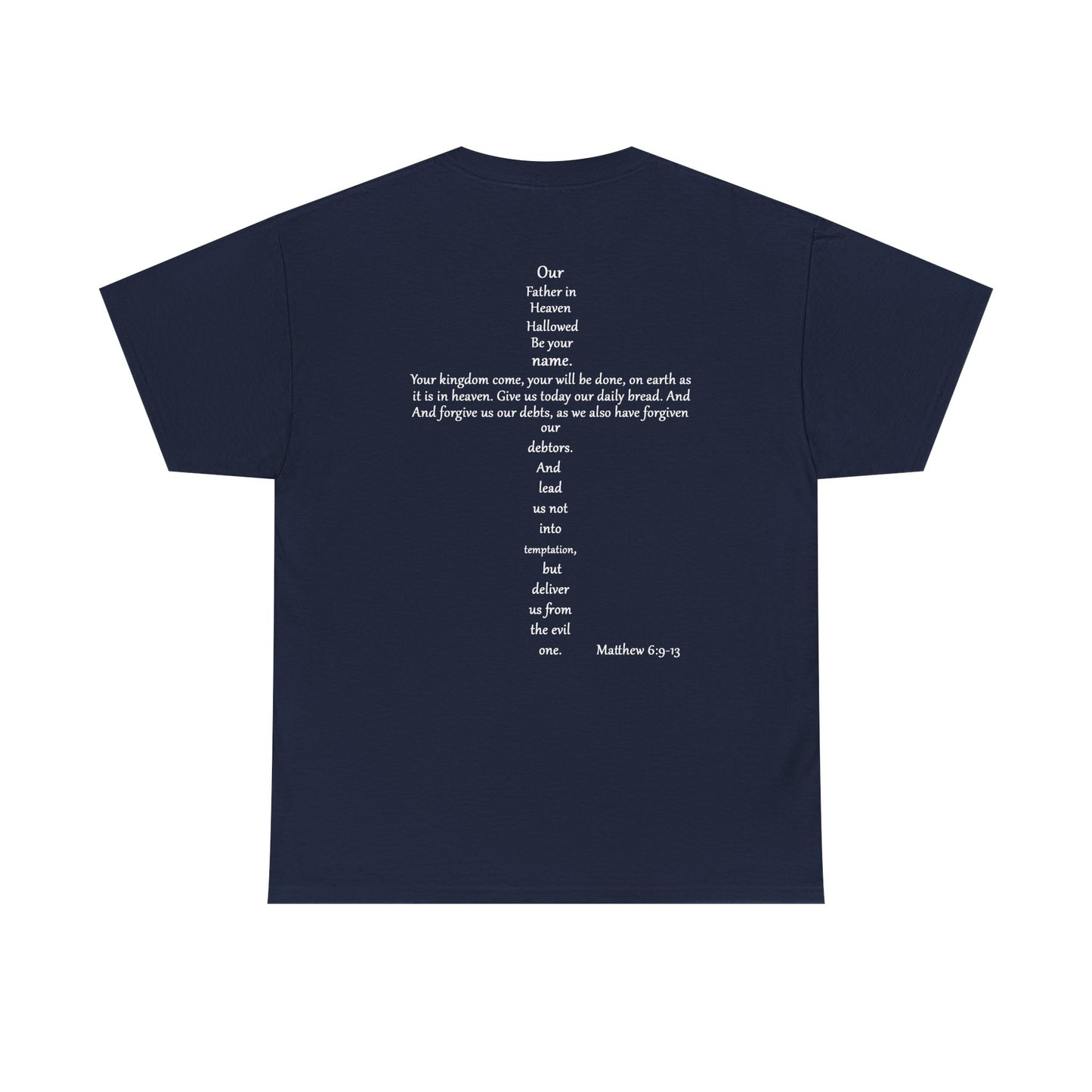 Christian Cross Unisex Tee with Matthew 6:9-13 Prayer