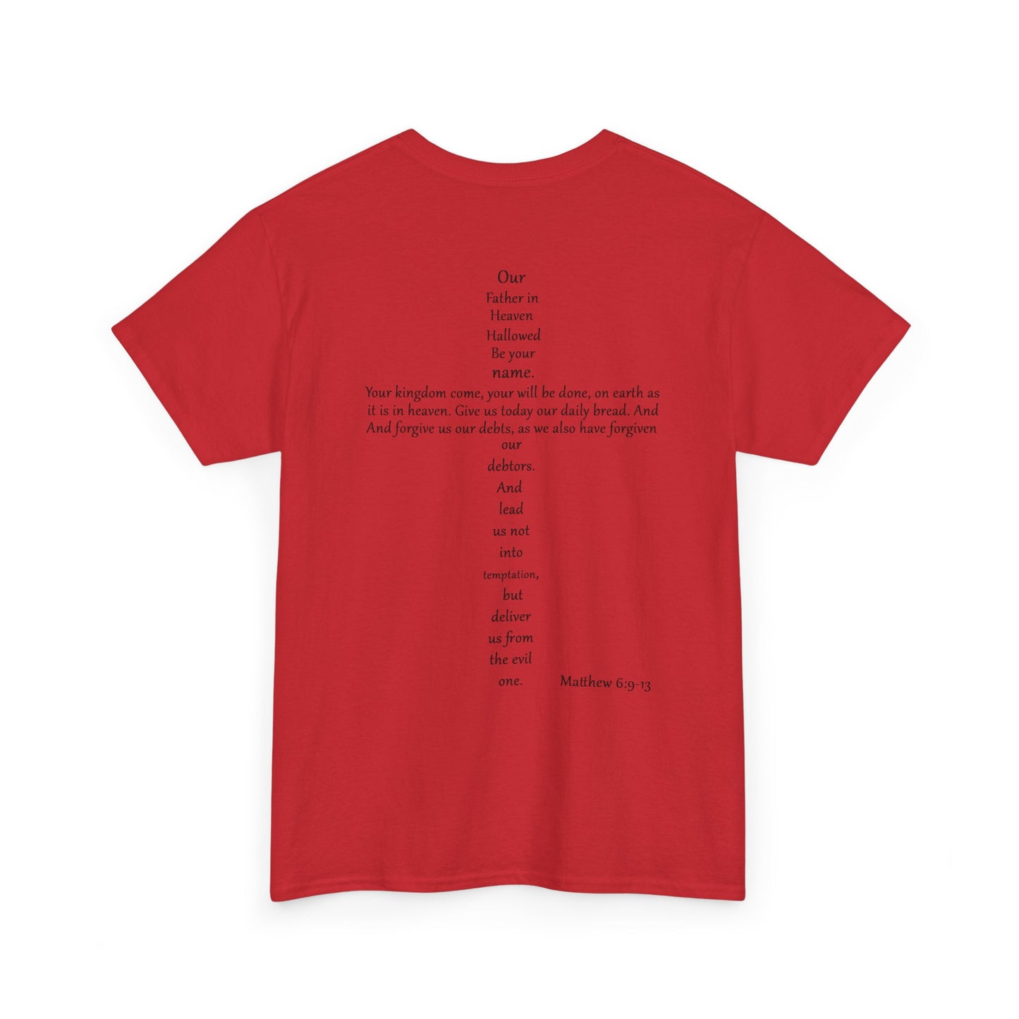 Christian Cross Unisex Tee with Matthew 6:9-13 Prayer