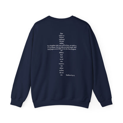 Cross Crewneck Sweatshirt with Matthew 6:9-13 Verse