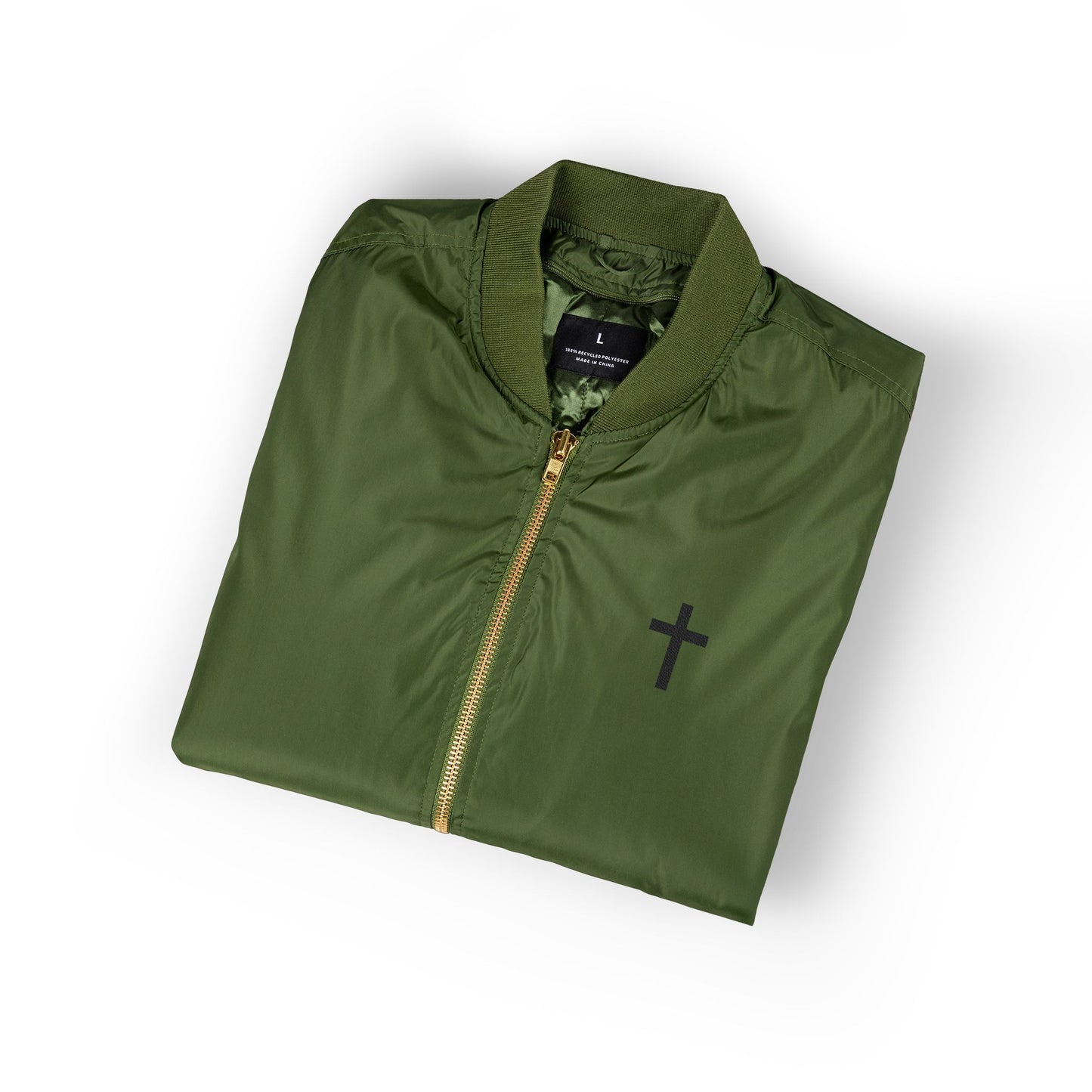 Embroided Cross Bomber Jacket