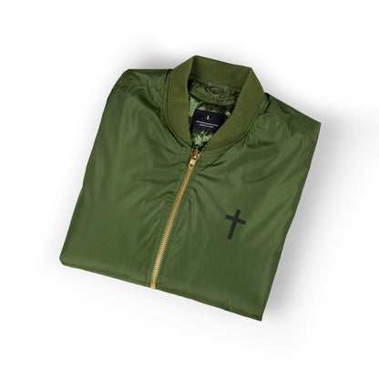 Embroided Cross Bomber Jacket