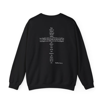 Cross Crewneck Sweatshirt with Matthew 6:9-13 Verse