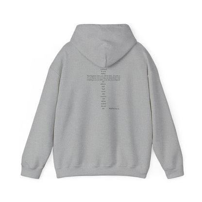 Christian Cross Hooded Sweatshirt with Matthew 6:9-13 Verse