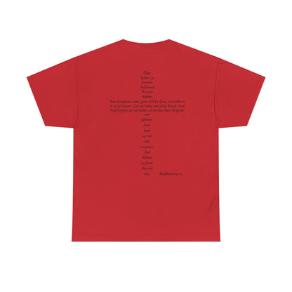Christian Cross Unisex Tee with Matthew 6:9-13 Prayer