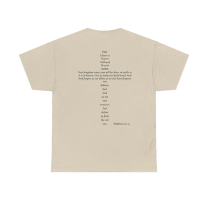 Christian Cross Unisex Tee with Matthew 6:9-13 Prayer