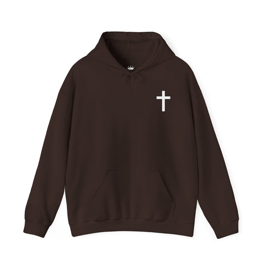 Christian Cross Hooded Sweatshirt with Matthew 6:9-13 Verse