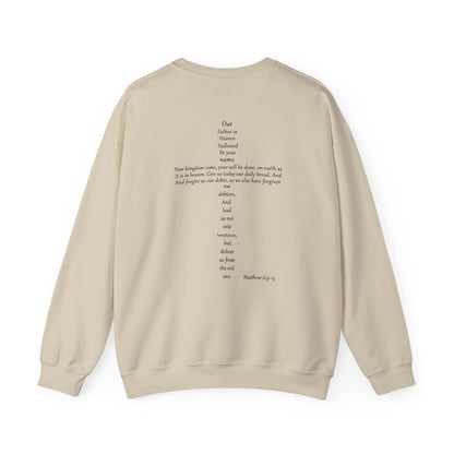 Cross Crewneck Sweatshirt with Matthew 6:9-13 Verse