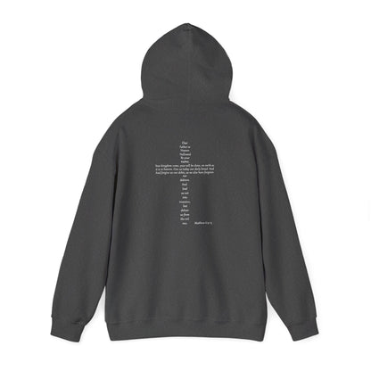 Christian Cross Hooded Sweatshirt with Matthew 6:9-13 Verse