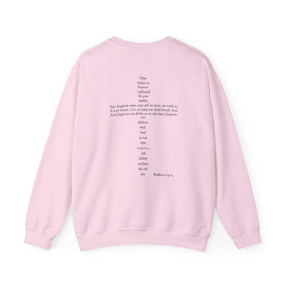 Cross Crewneck Sweatshirt with Matthew 6:9-13 Verse